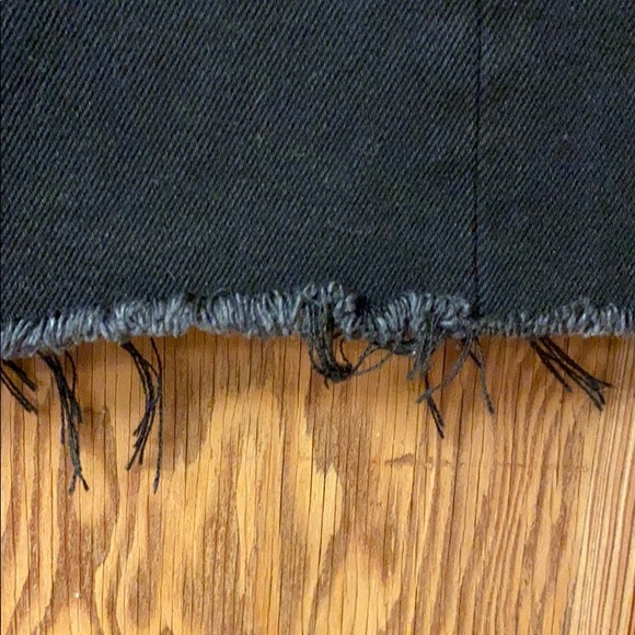 Washed Black Raw Hem Mini Skirt - Picture 3 of 4
